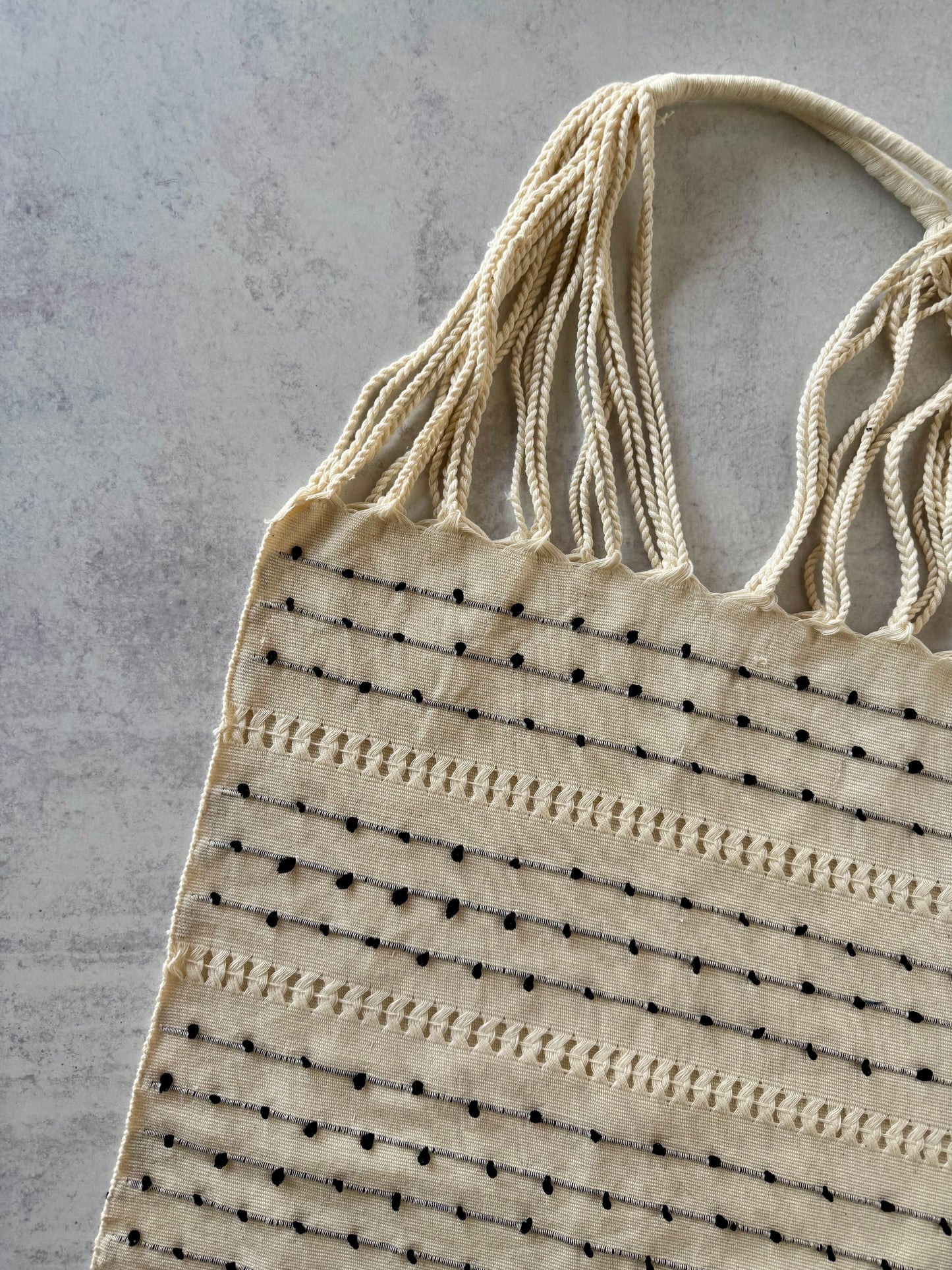 Black and Cream Dot Woven Bag