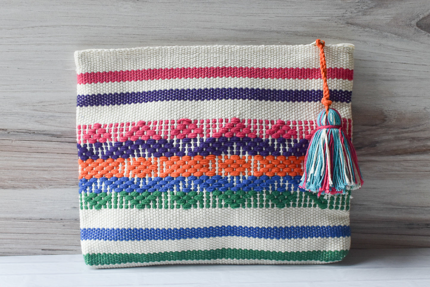 Multicolor Woven Zipper Pouch