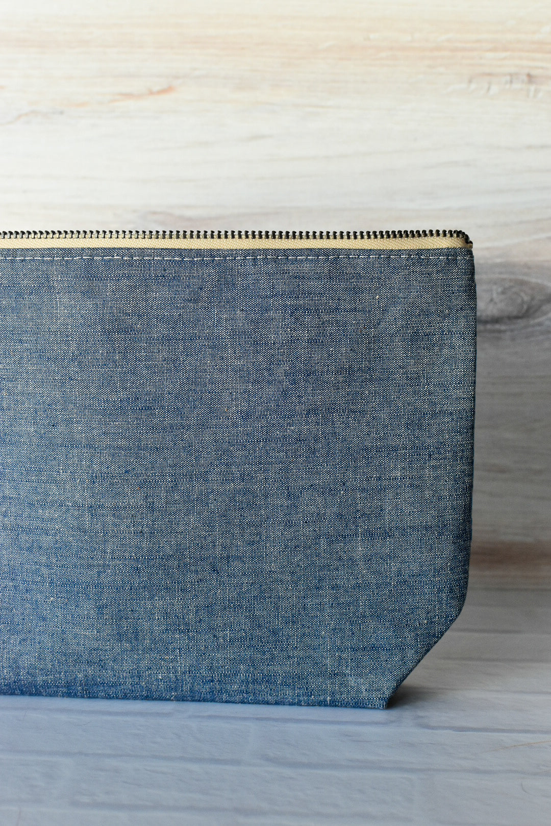 French Vintage Geo Blue Zipper Pouch