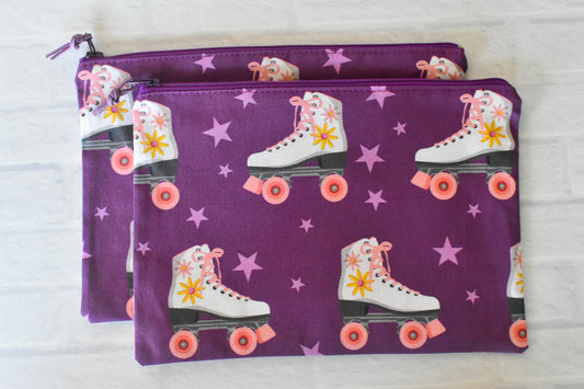 Roller Skates Zipper Pouch - Purple