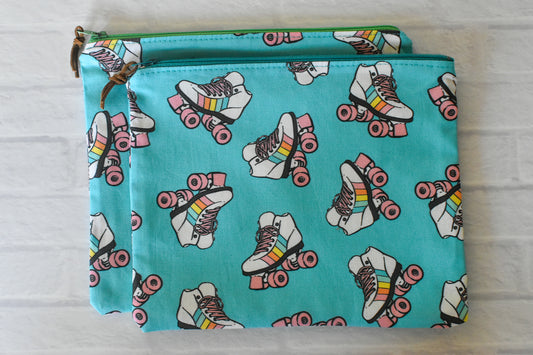 Roller Skates Zipper Pouch - Turquoise