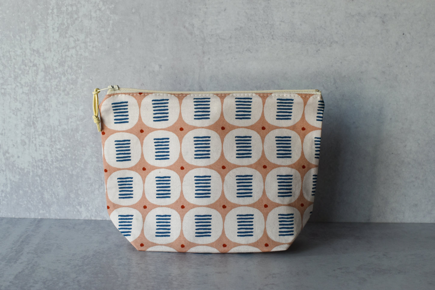 Beige Shapes Stripes Zipper Pouch