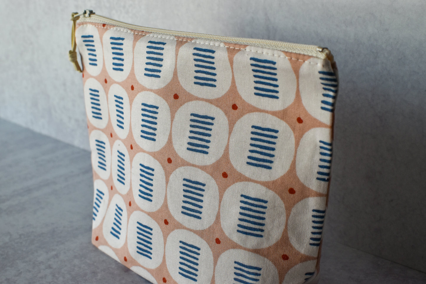 Beige Shapes Stripes Zipper Pouch