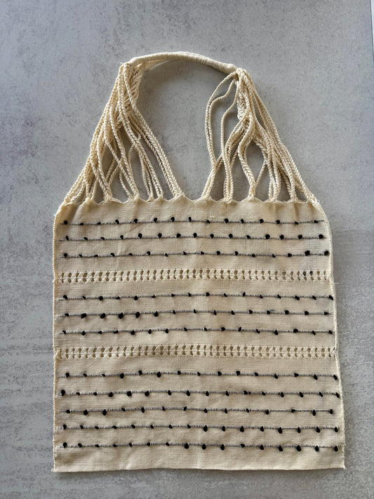 Black and Cream Dot Woven Bag